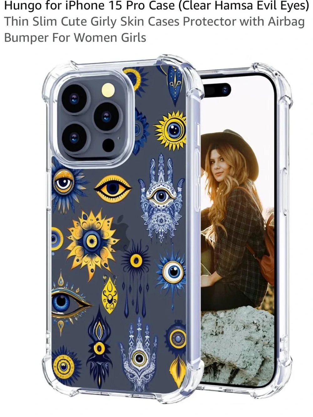 Clear Protective Phone Case with Blue & Yellow Eye Motif